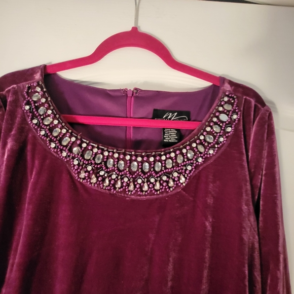 18W Midnight Velvet hi lo Velvet & satin look bottom midi dress NWOT - Picture 3 of 6